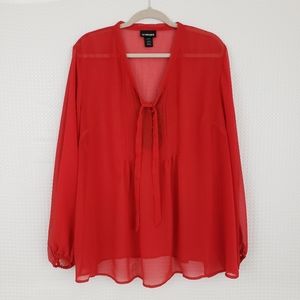 Lane Bryant Blouse Sheer Red Top Career Wear size 22/24 Classic Work Attire